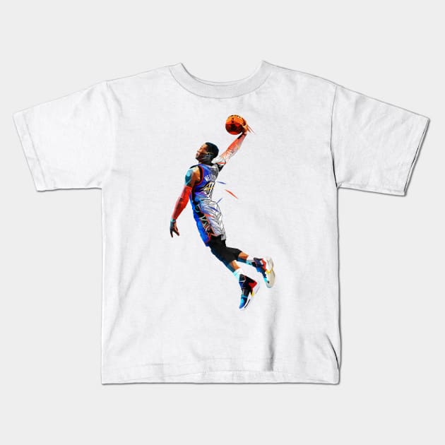 Russell Westbrook Low Poly Kids T-Shirt by pxl_g